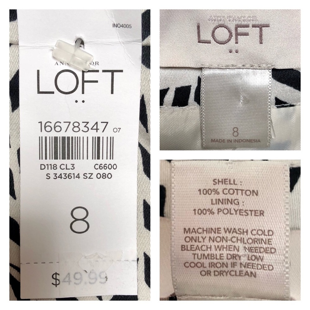 Ann Taylor LOFT Black White Pencil Skirt NWT - Picture 4 of 5